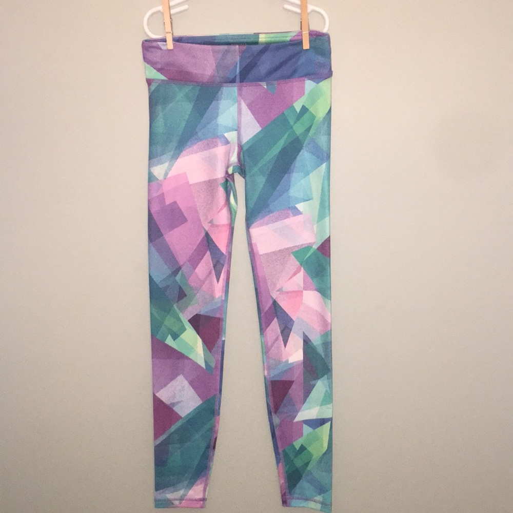Athleta Girl multi-colored triangle print leggings